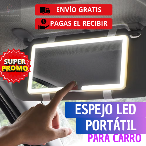 Espejo LED Recargable Para Visera De Carro